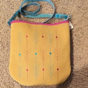 Playful Yellow and Pink Crossbody Bag with Embroidery